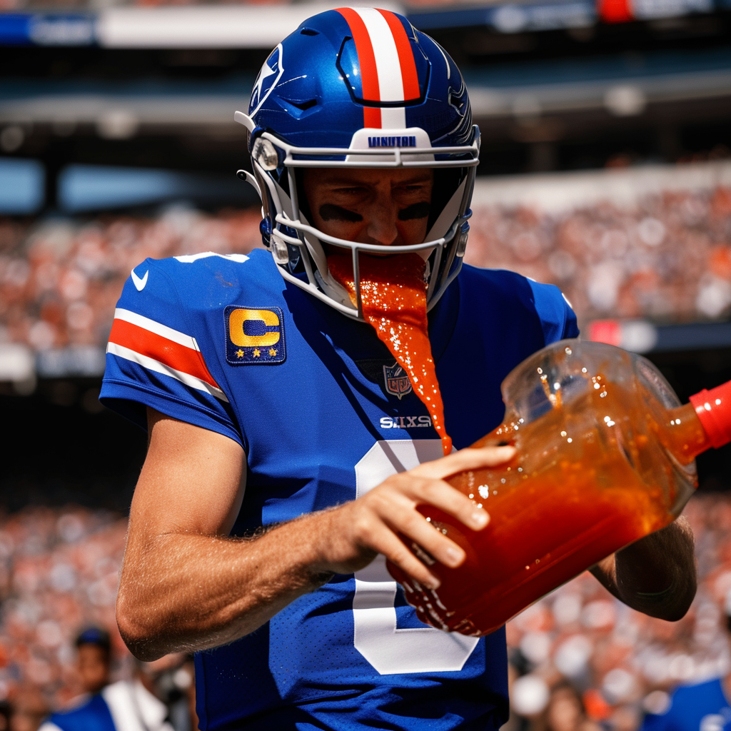 Eli Manning hot sauce pour