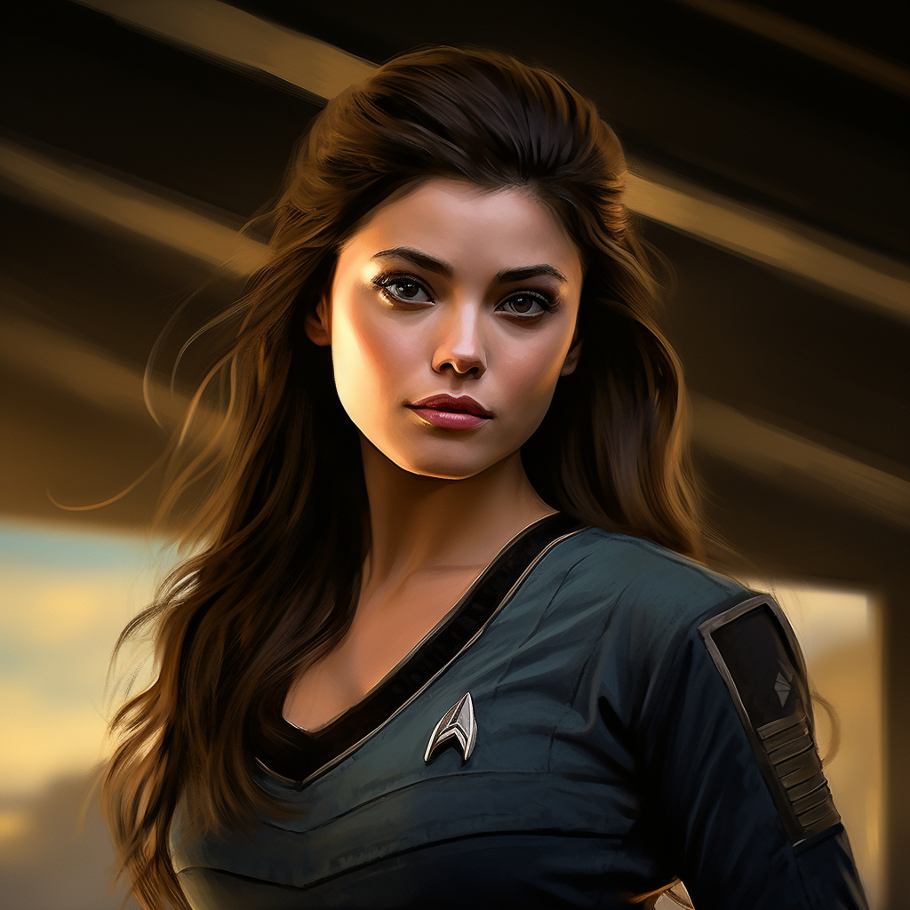 Attractive woman dressed as Star Trek character