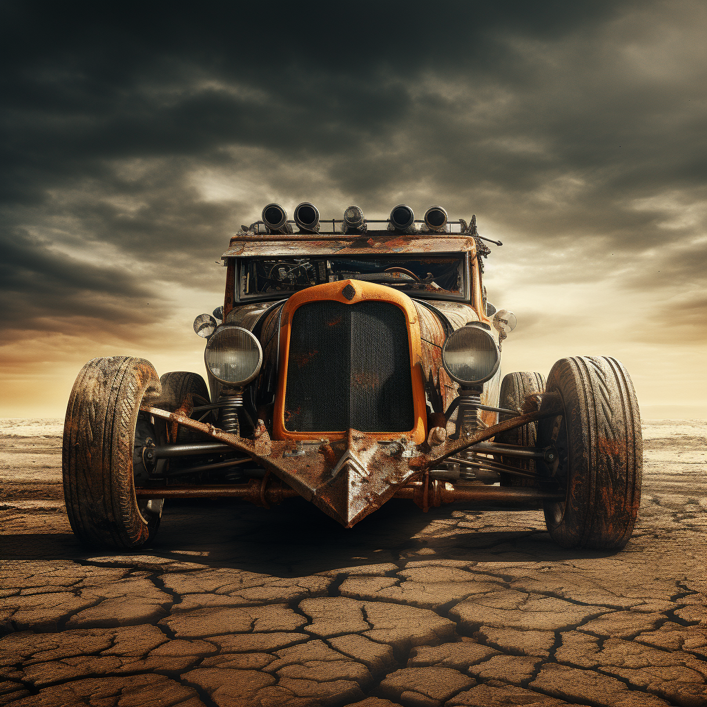 Hot Rod Cabrio in Post-Apocalyptic Setting