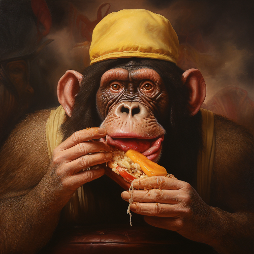 Funny Monkey Eating a Hotdog