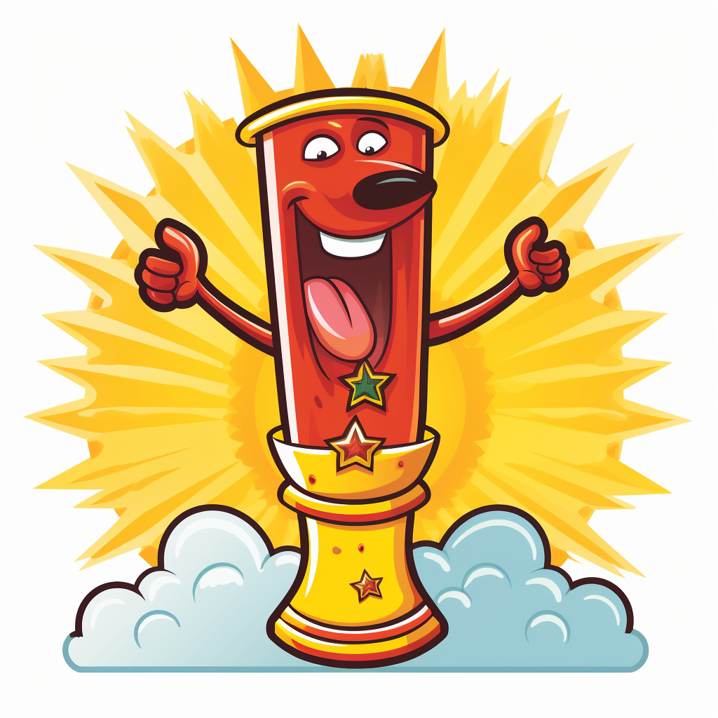 Cartoon hotdog winning an award sticker