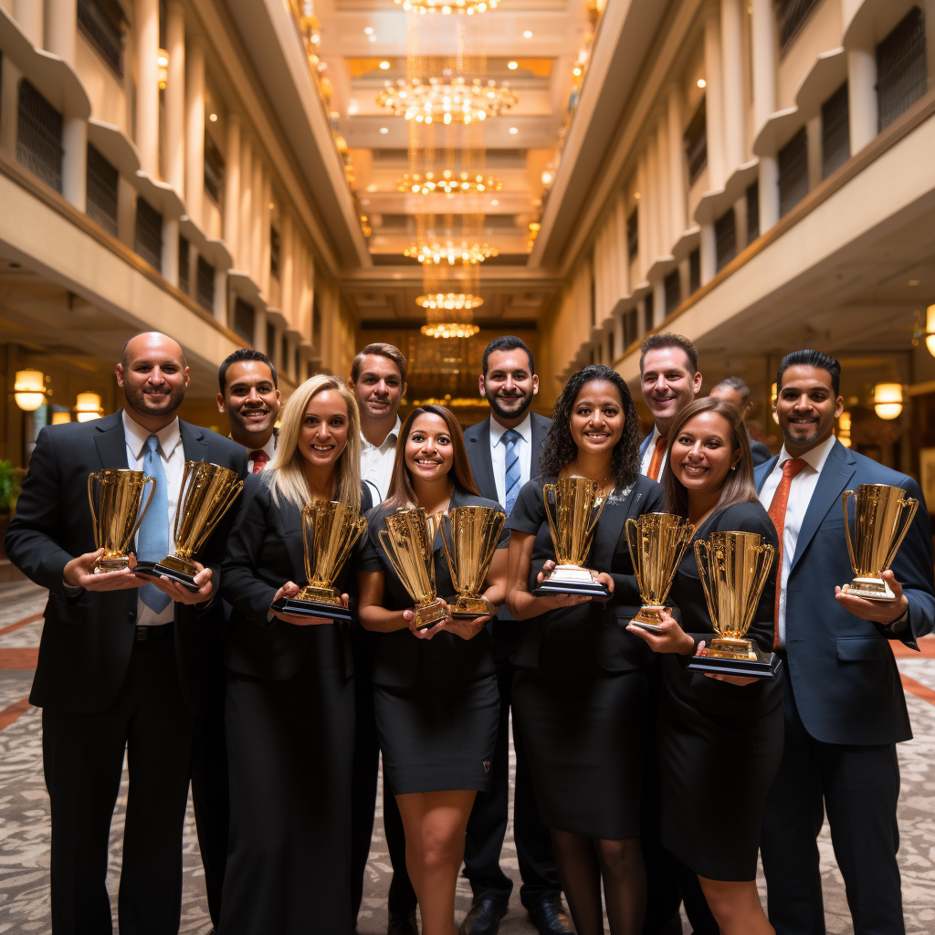 Hotel Sales Winners with Trophies