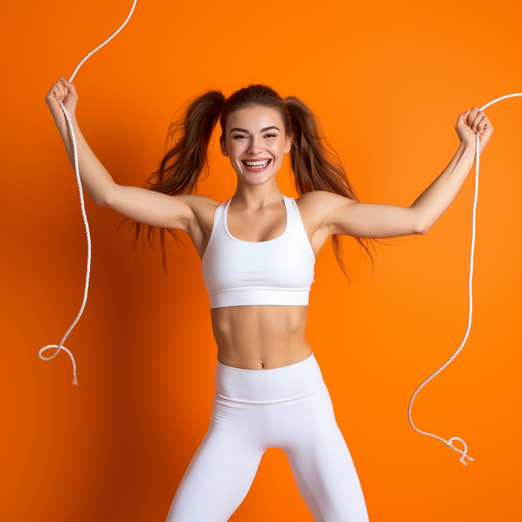 Fitness model jumping rope