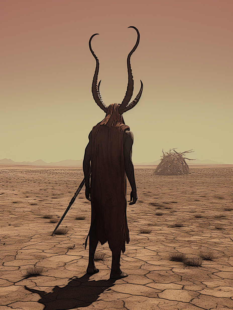 Houp, the tall horned figure on the apocalyptic Houplane