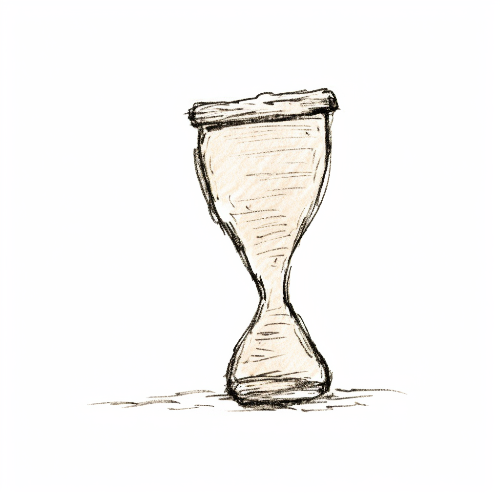 Hourglass sketch on white background