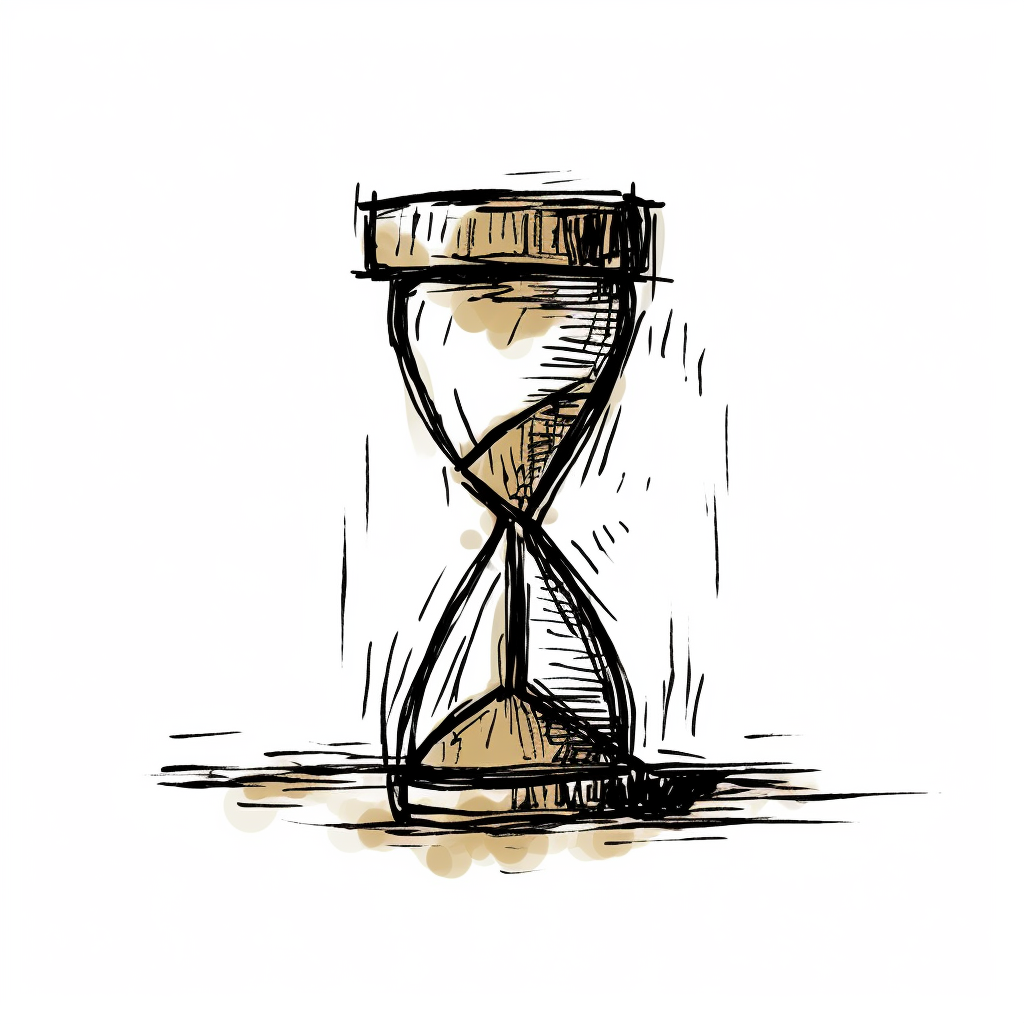 Hourglass sketch on white background