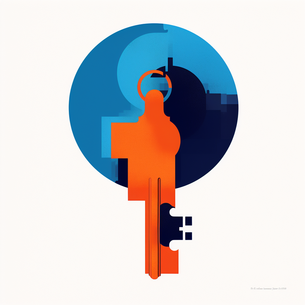 Minimalistic blue and orange house key