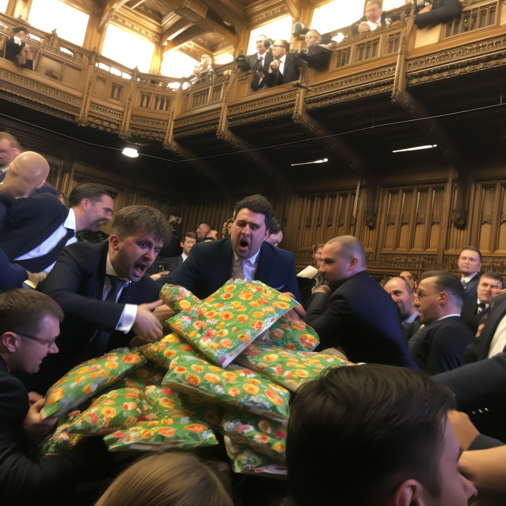 Chaotic food fight in the House of Commons