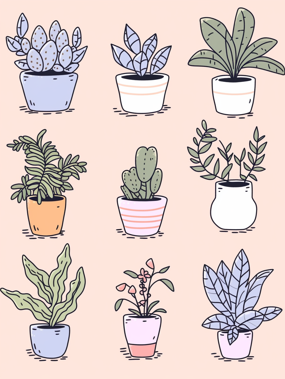 Minimalist House Plants Illustration