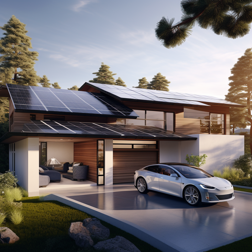 Eco-friendly house with charging electric cars