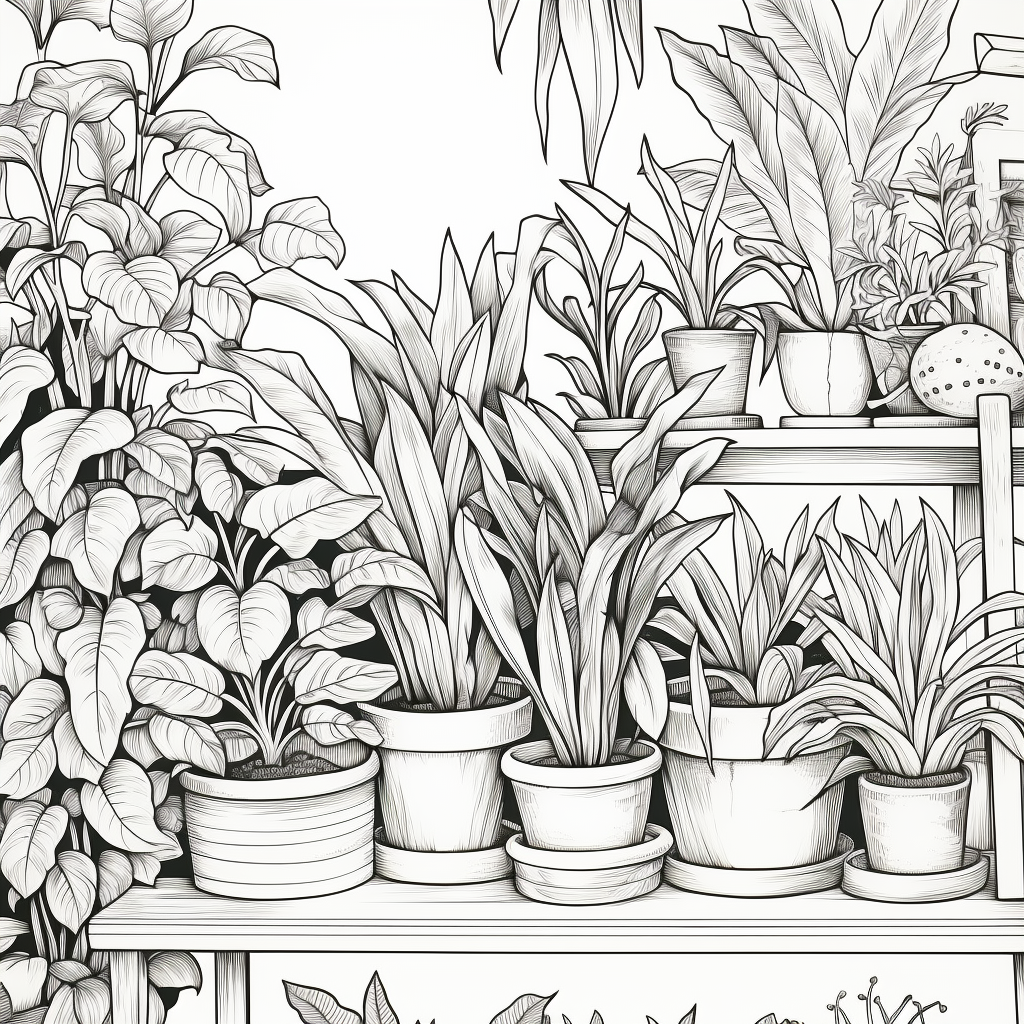 Beautiful houseplant coloring page