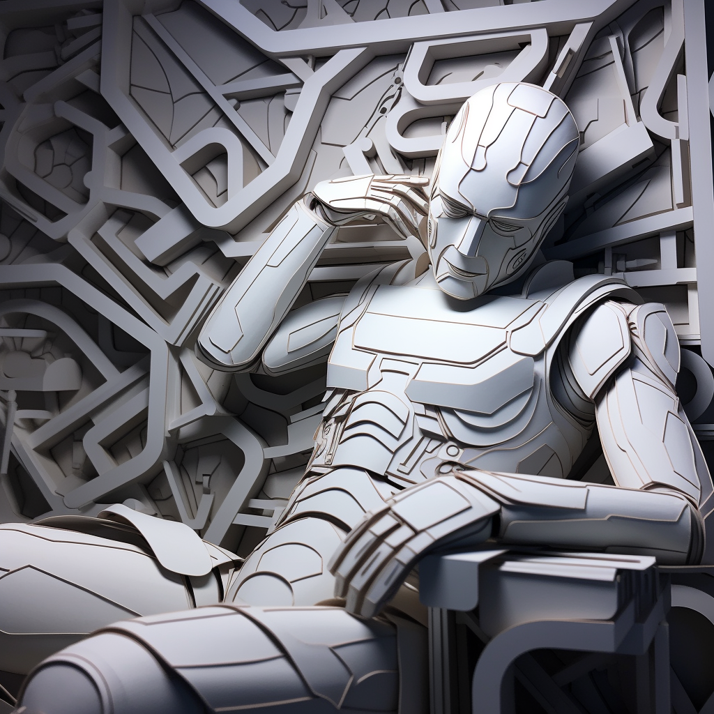 HR Robot Laying off Humans Papercut Image