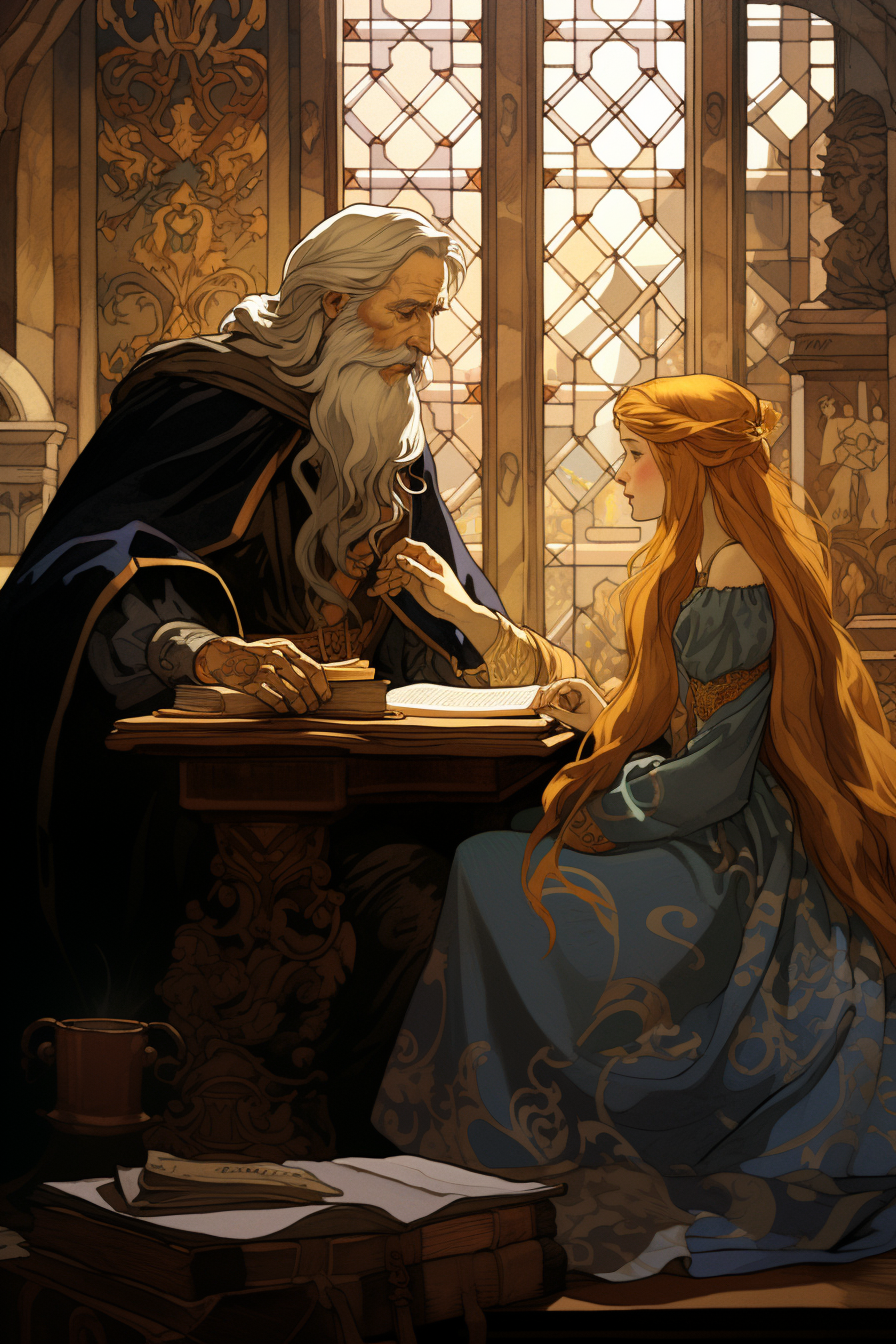 Dark blonde girl scolded by Dumbledore