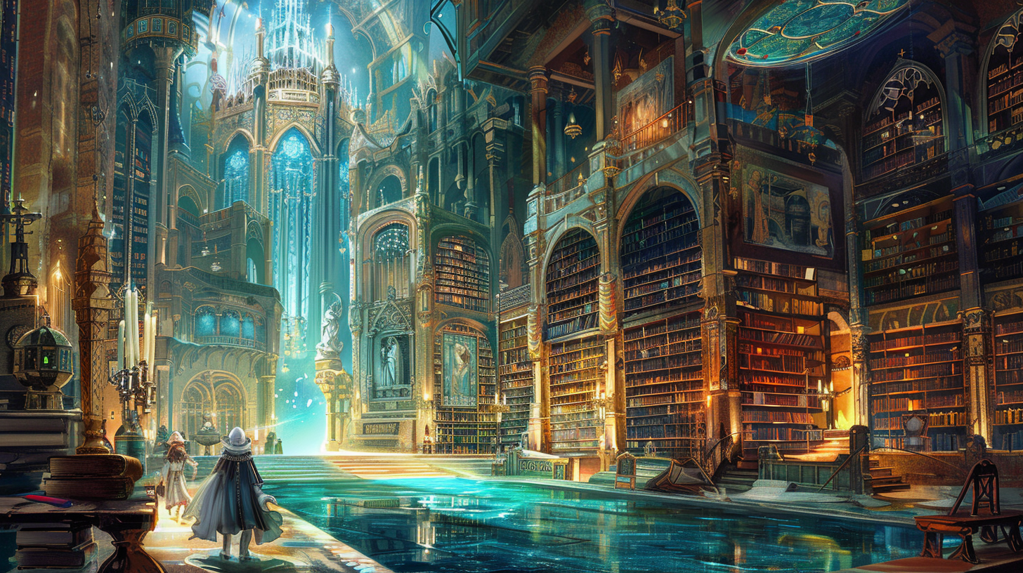 Huge Library in Medieval Style