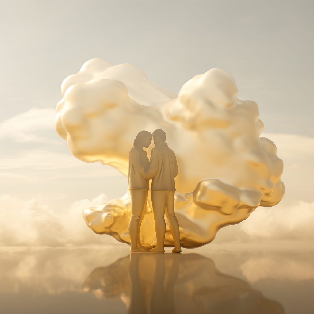 Two Clouds Embracing in Gold