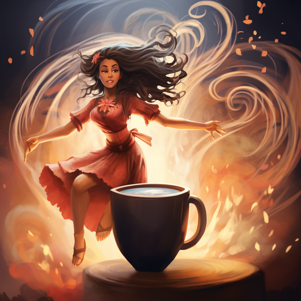 Hula girl dancing in steam