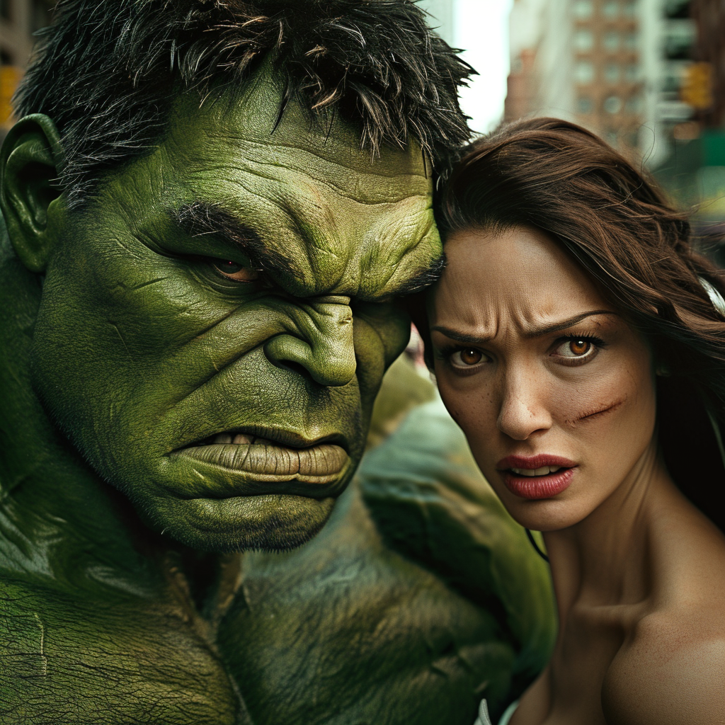 Hulk and Angelina Jolie in New York