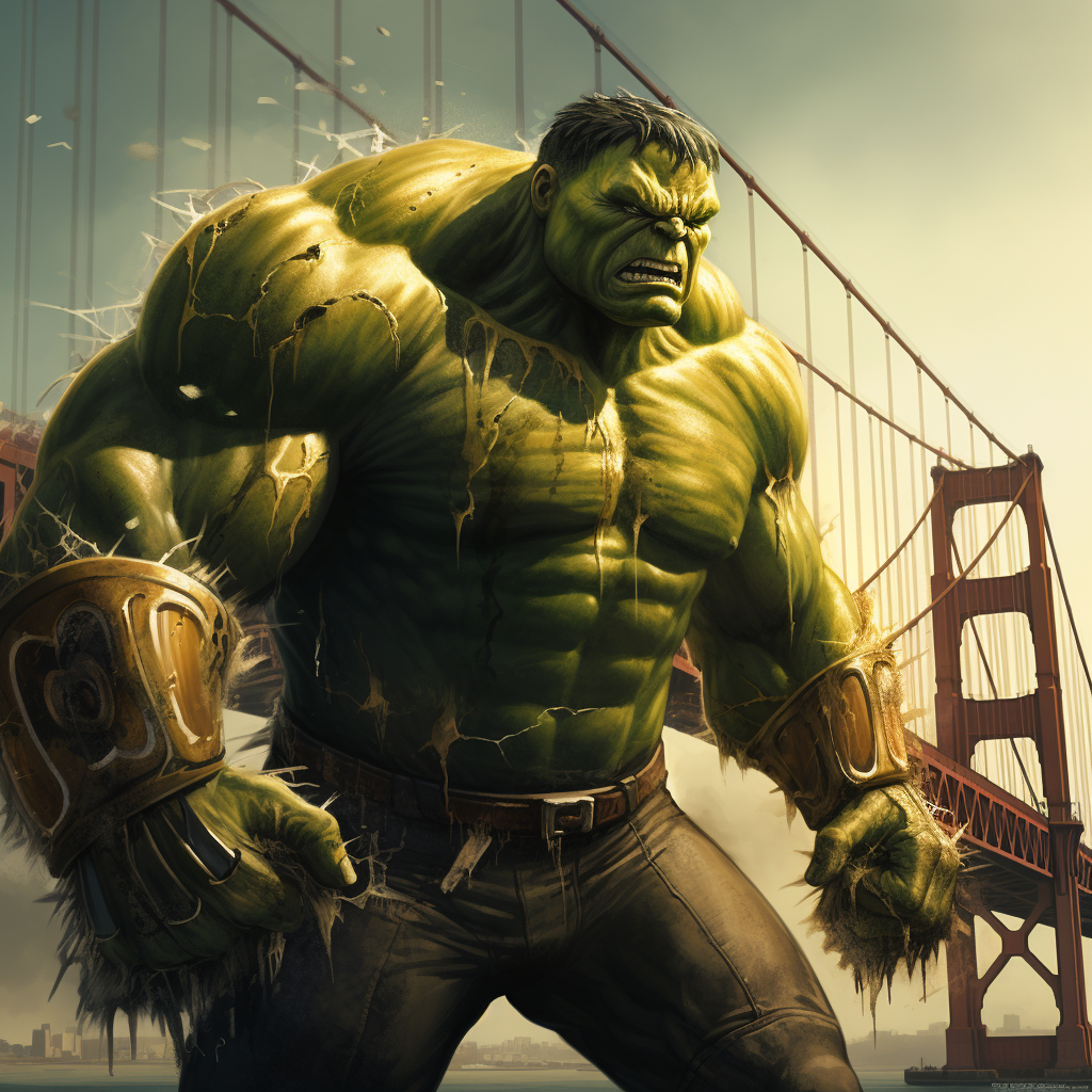 Hulk Wearing Greenbay Packers Uniform Breaking Bridge