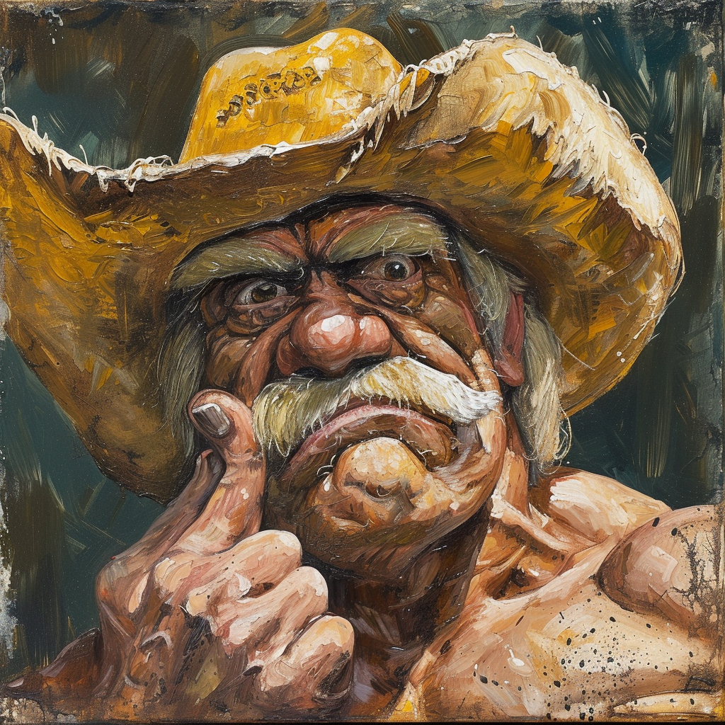 Hulk Hogan in Cowboy Hat Caricature