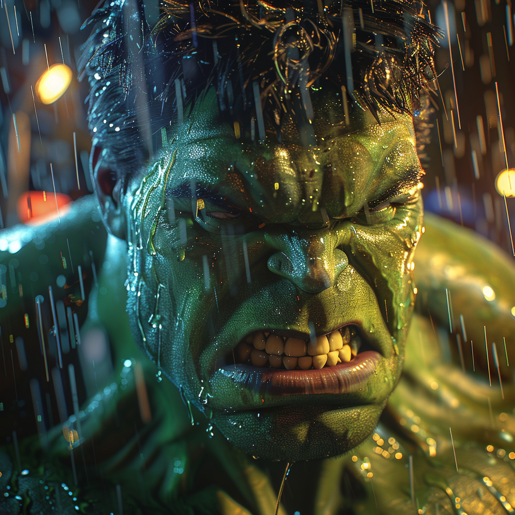 Hulk in Rain Portrait Illustration