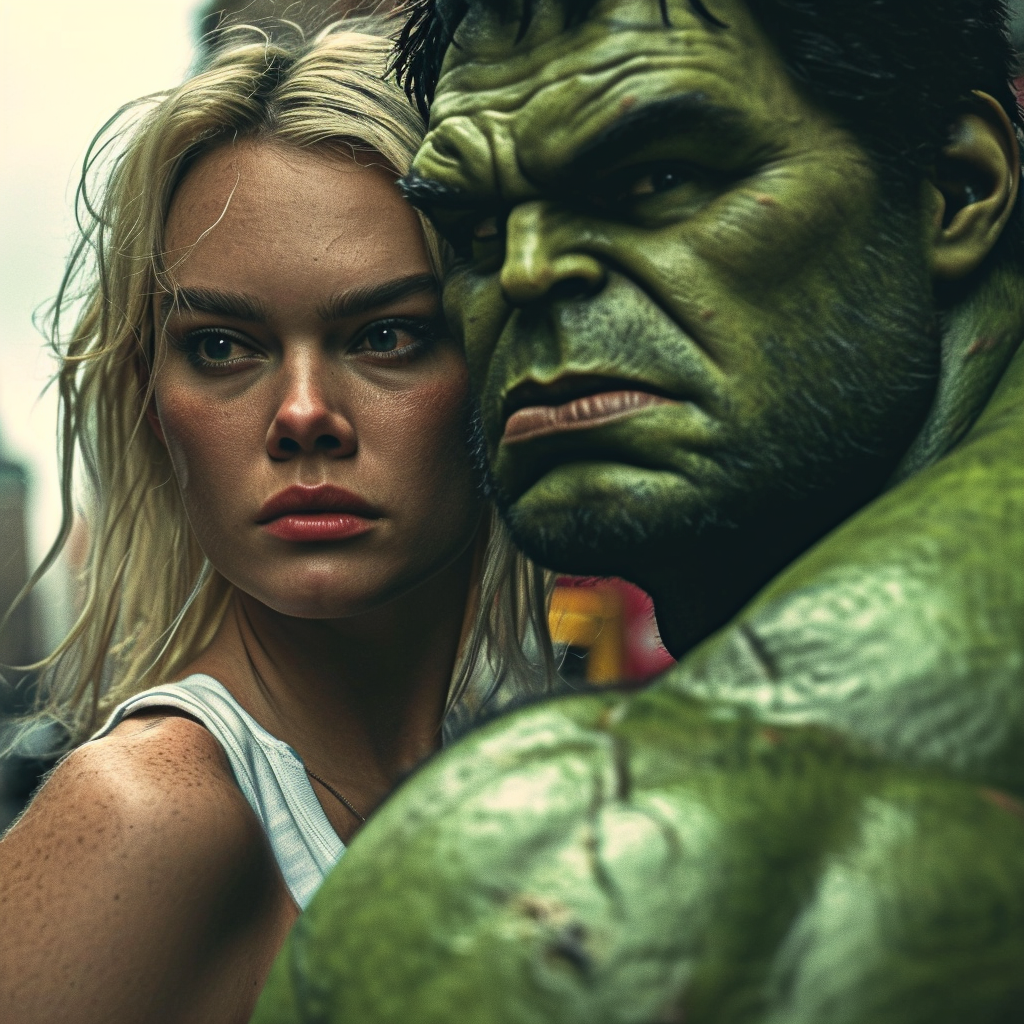 Hulk and Margot Robbie in Angry Pose