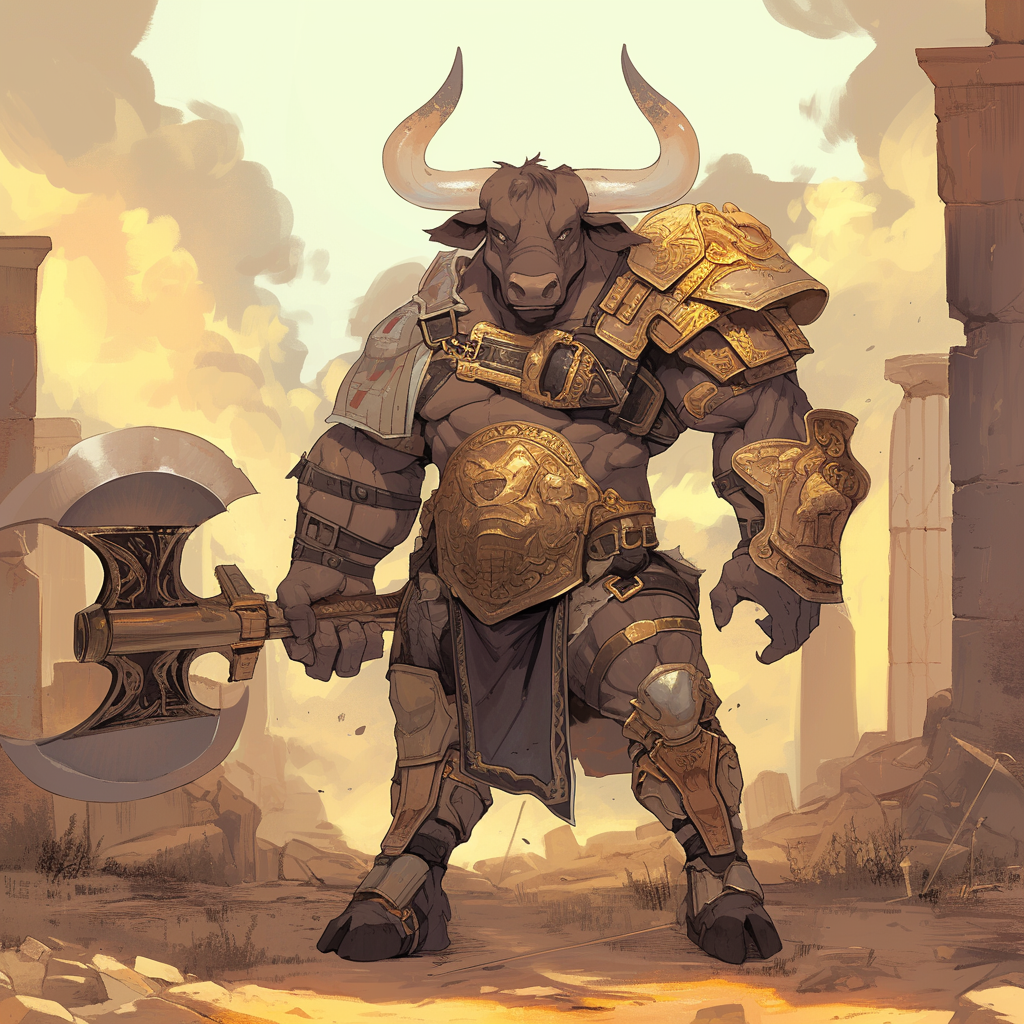 Bronze age minotaur with great axe