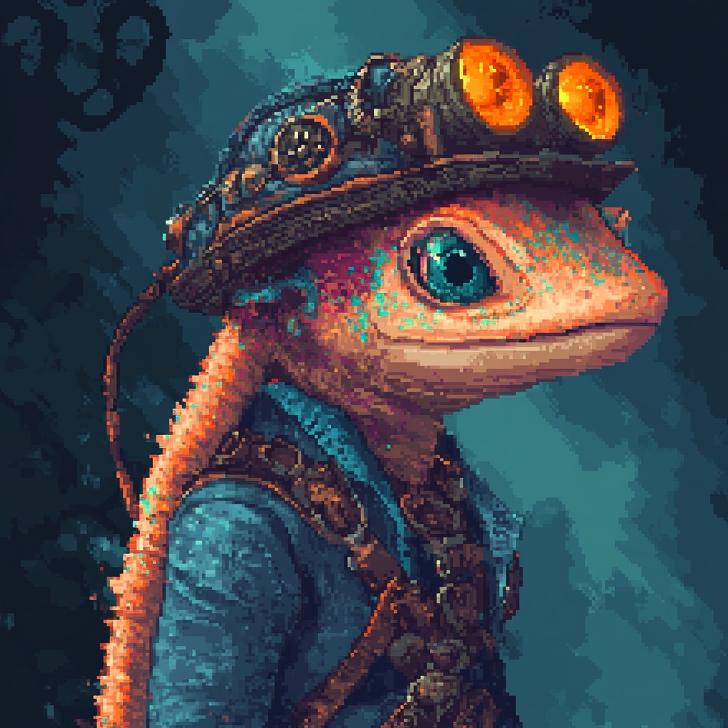 Human axolotl portrait steampunk hat