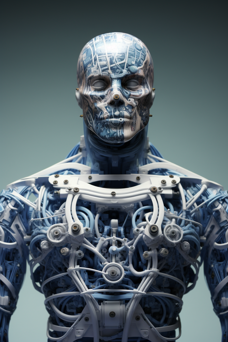 Hyperrealistic human body in astronaut blue