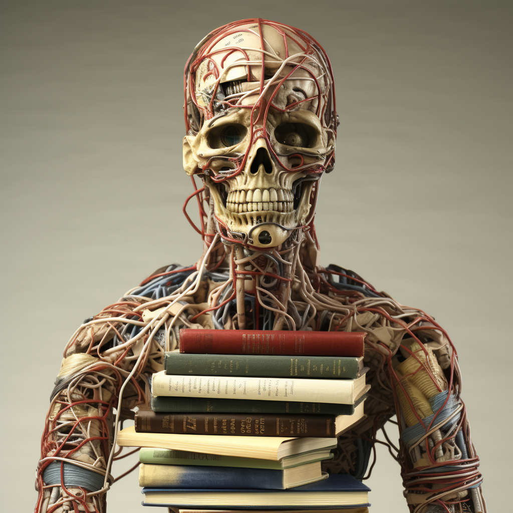 Illustration of human body from books