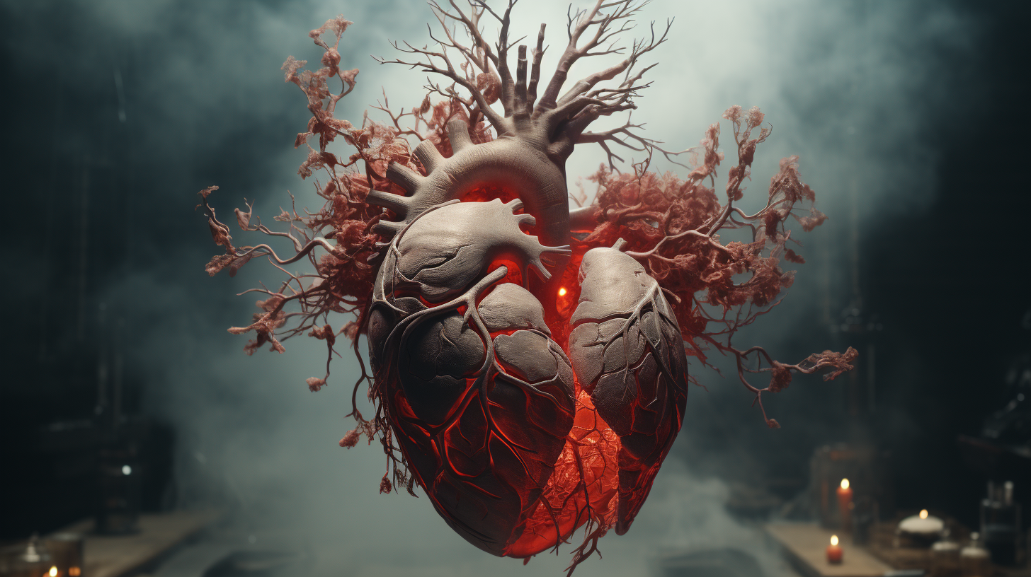 Heart inside human body with emotions