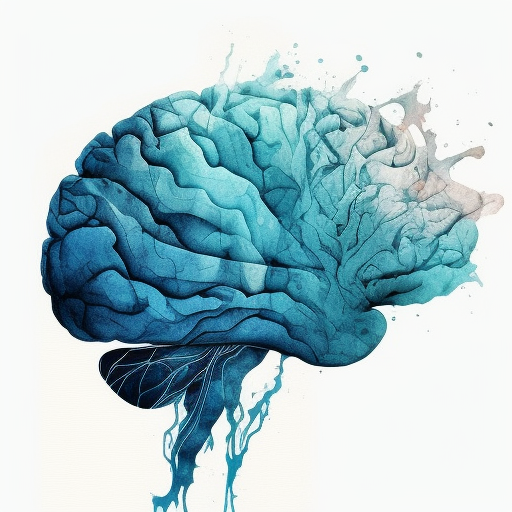 Blue Watercolour Brain Anatomy Image