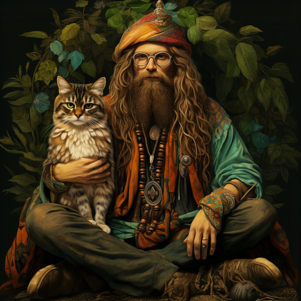 A Nature-Loving Human Druid and Animals