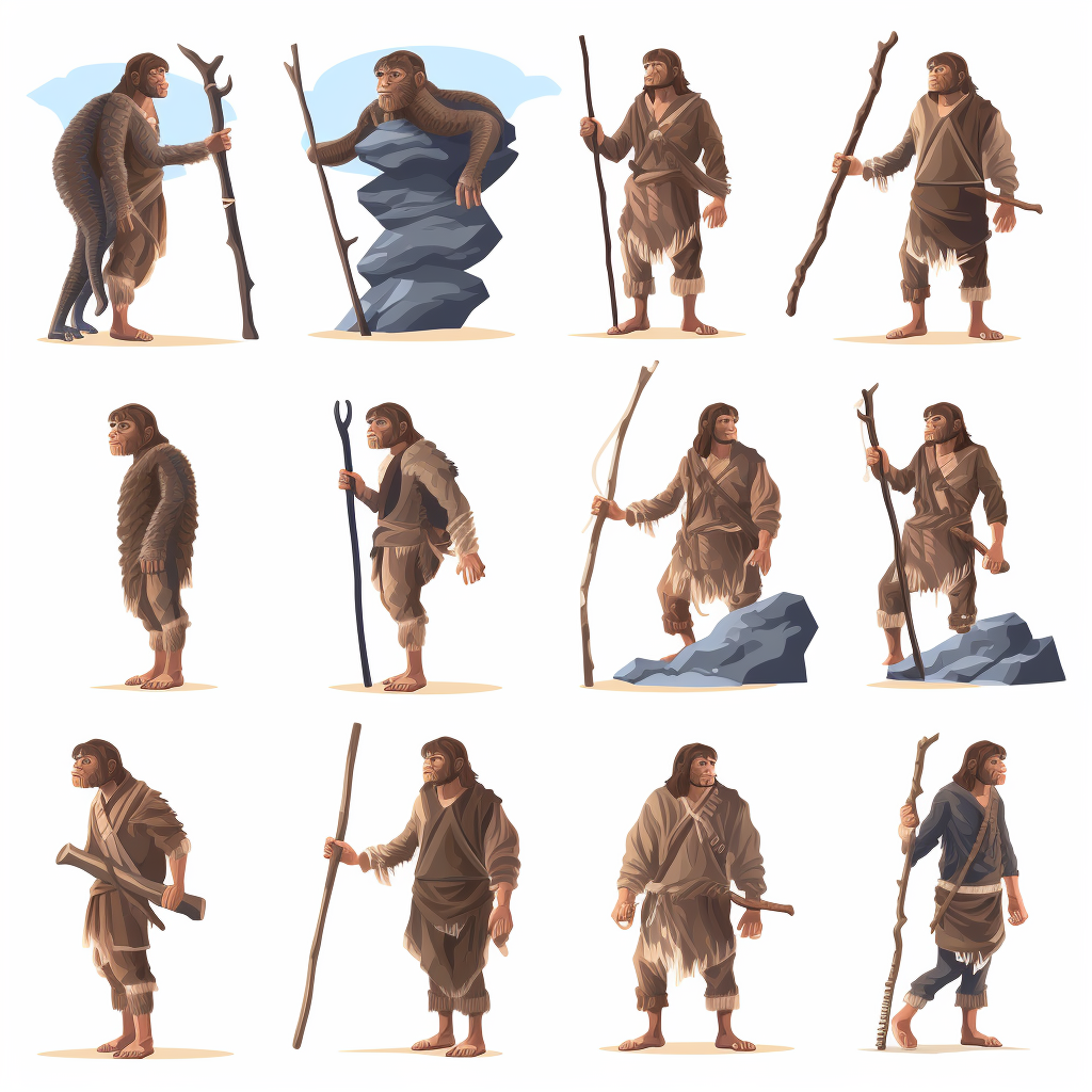 Cartoon illustration of human evolution concept