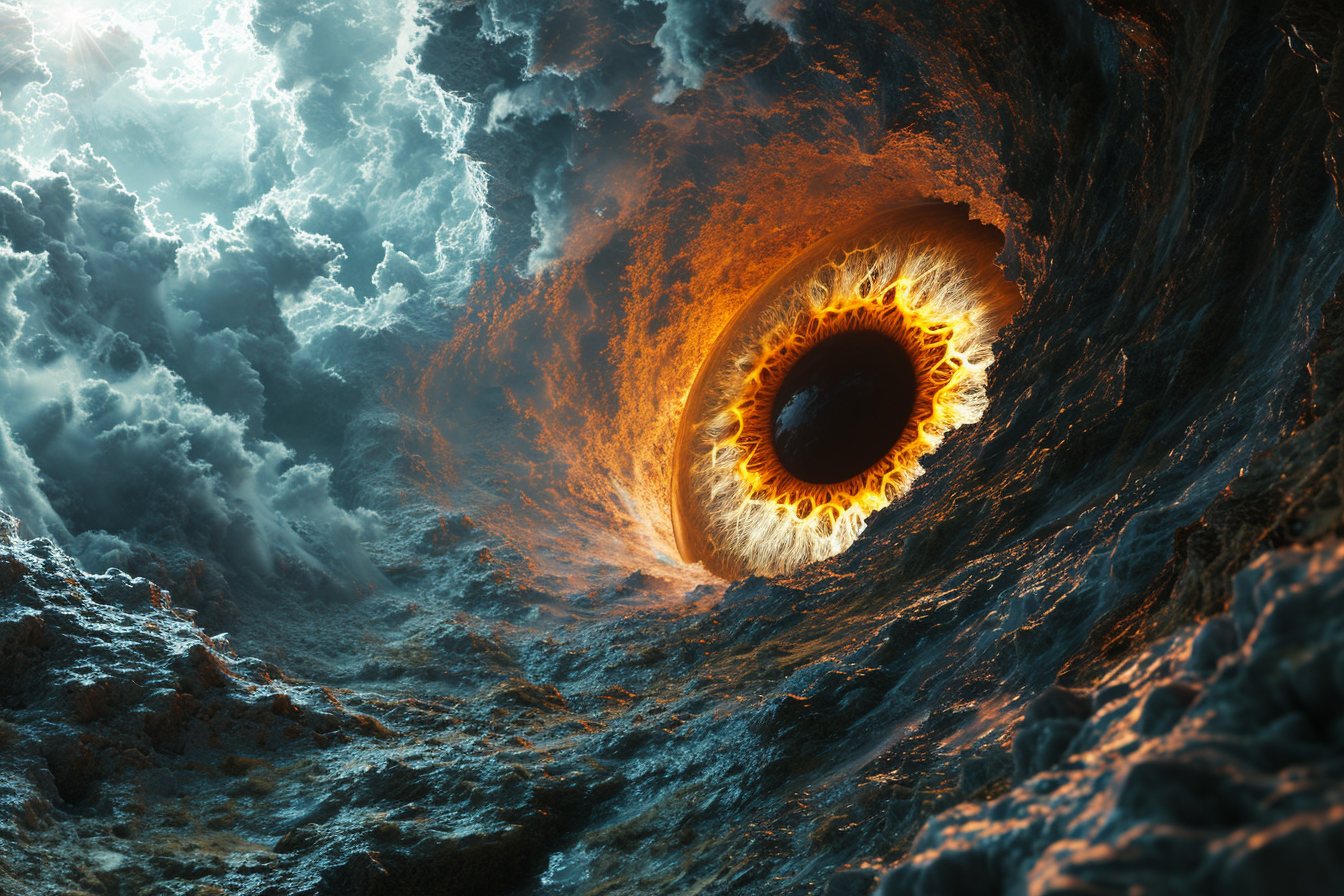 Eye ball in void, captivating image