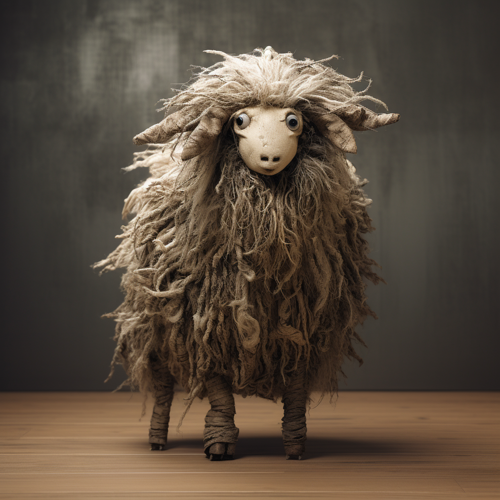 Unique hand-drawn human hair sheep