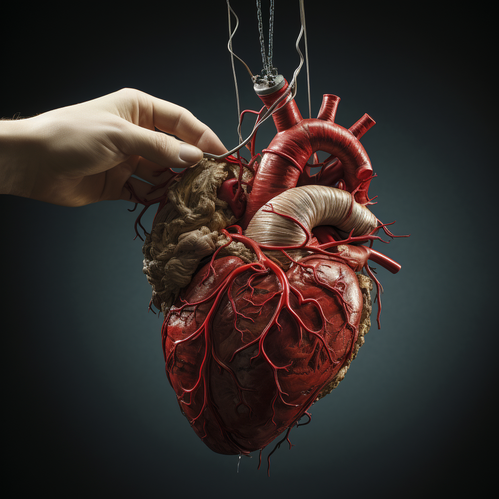 Human heart controlled by puppet string