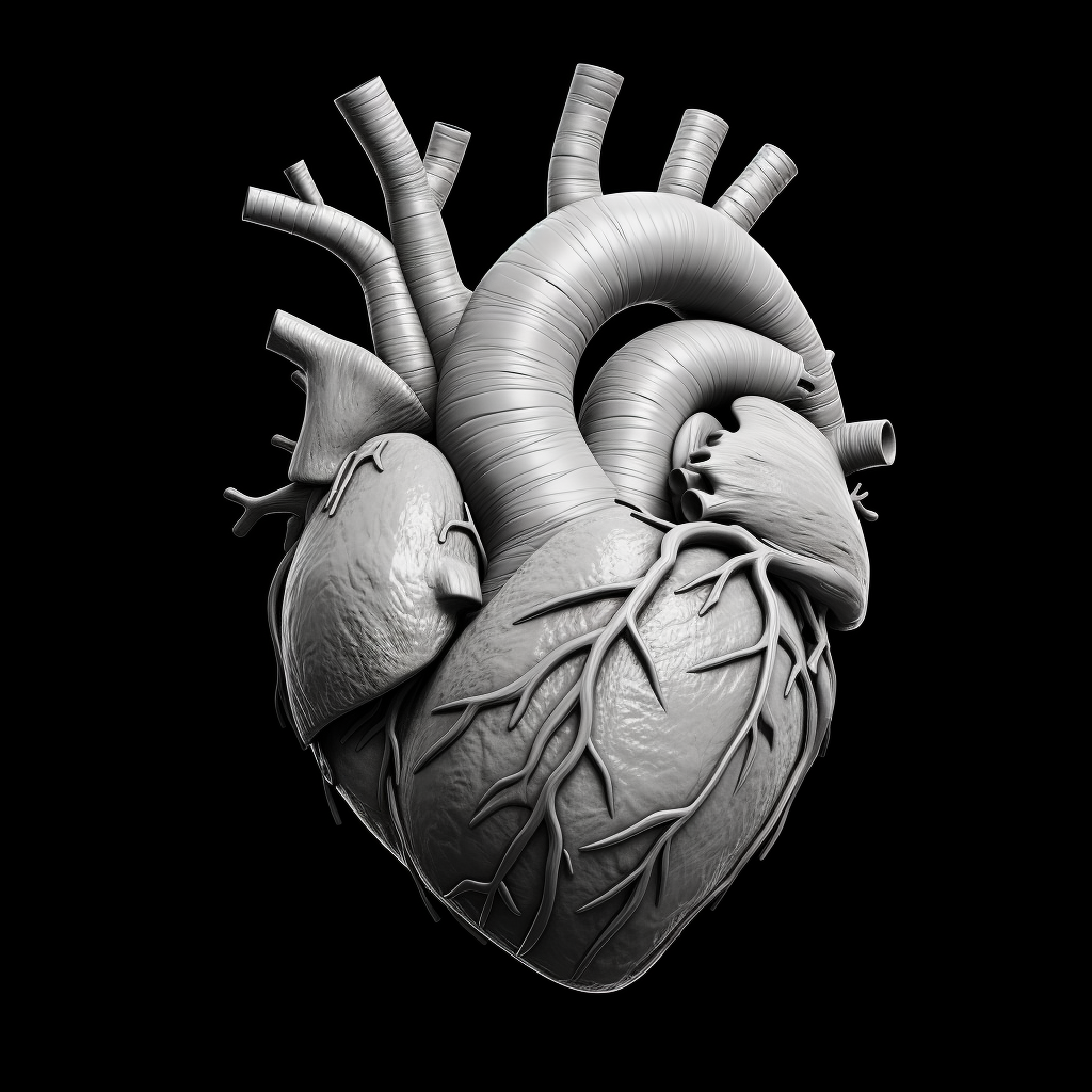 Black and white human heart