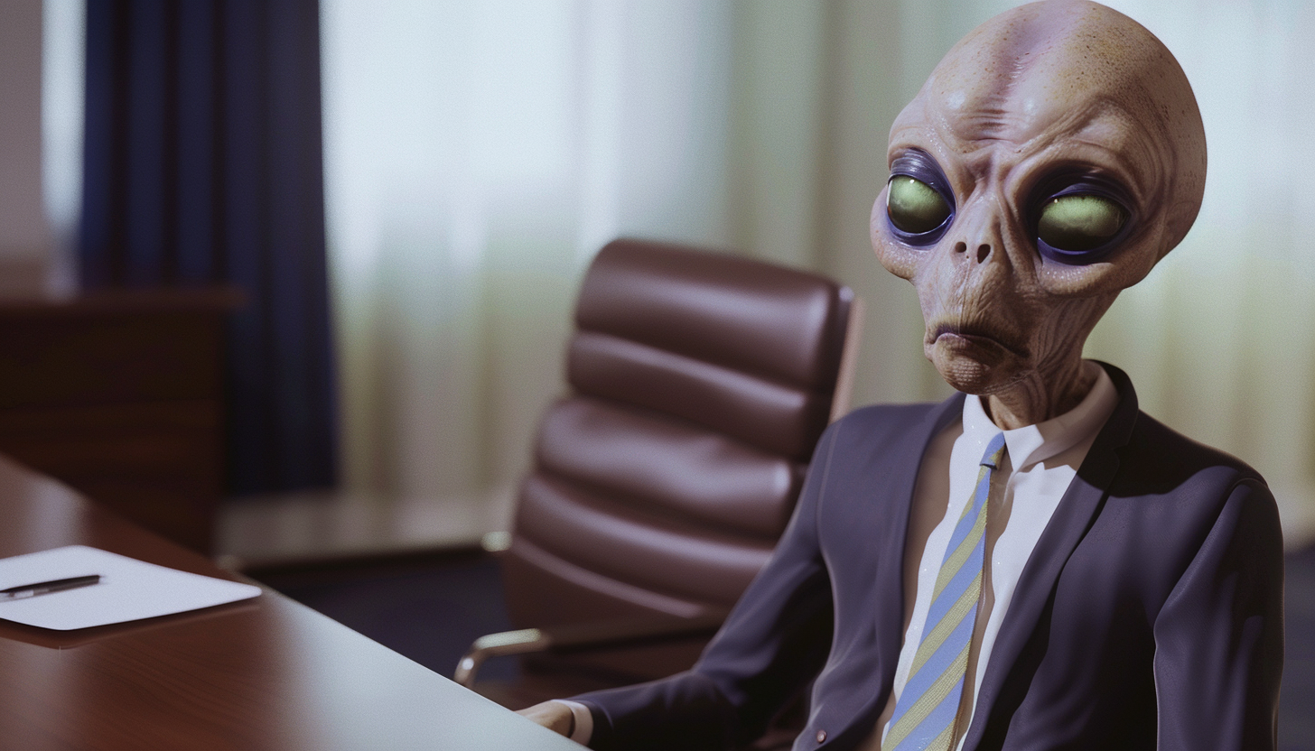 Alien Species in Boardroom Meeting