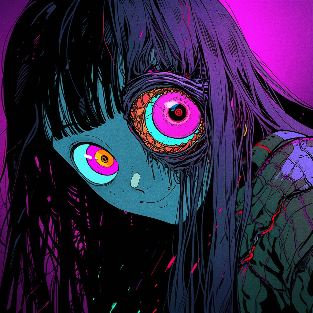 Realistic Humanoid Android Illustration in Anime VHS Style