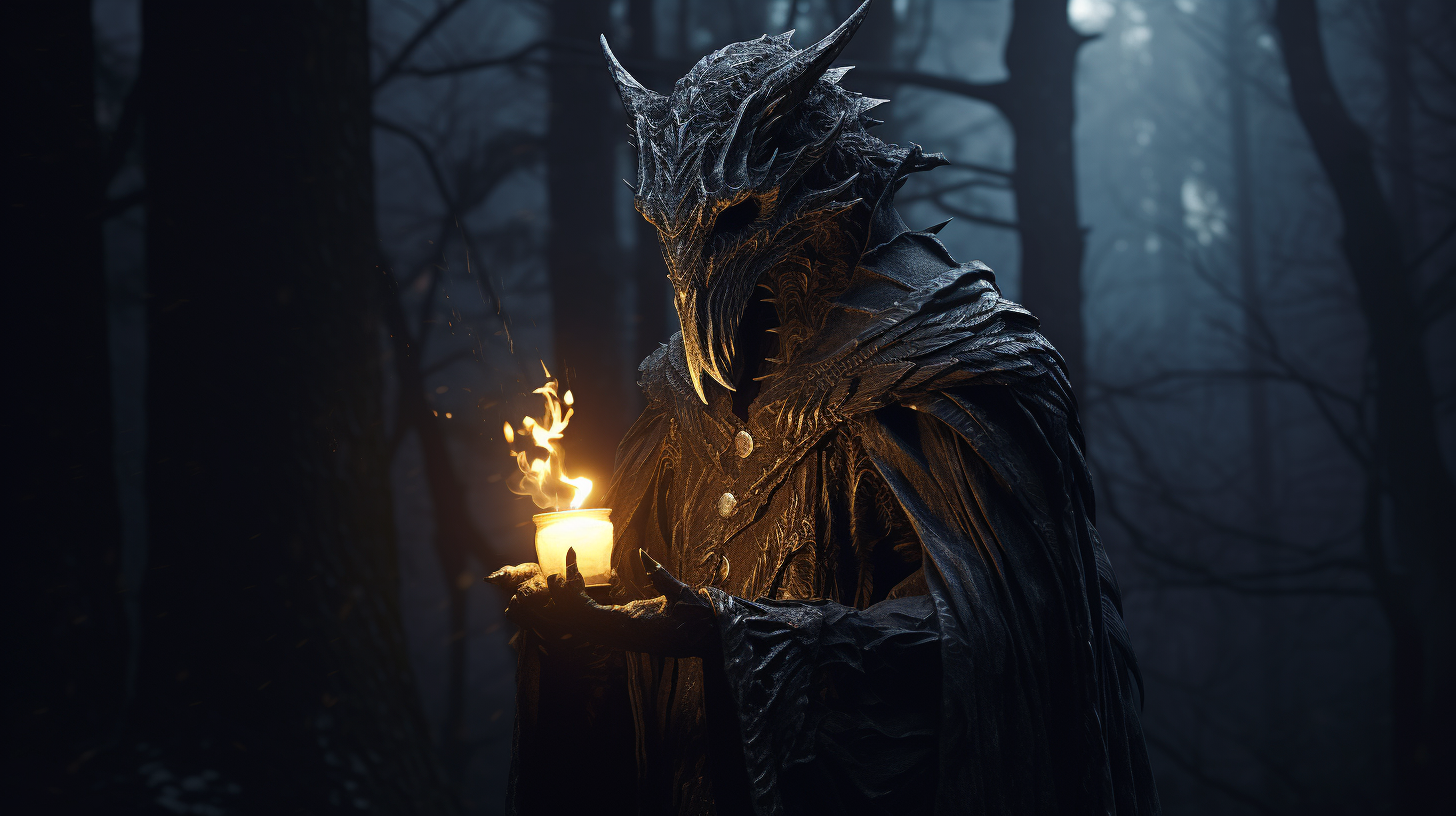 Humanoid Dragon with Cloak and Candle