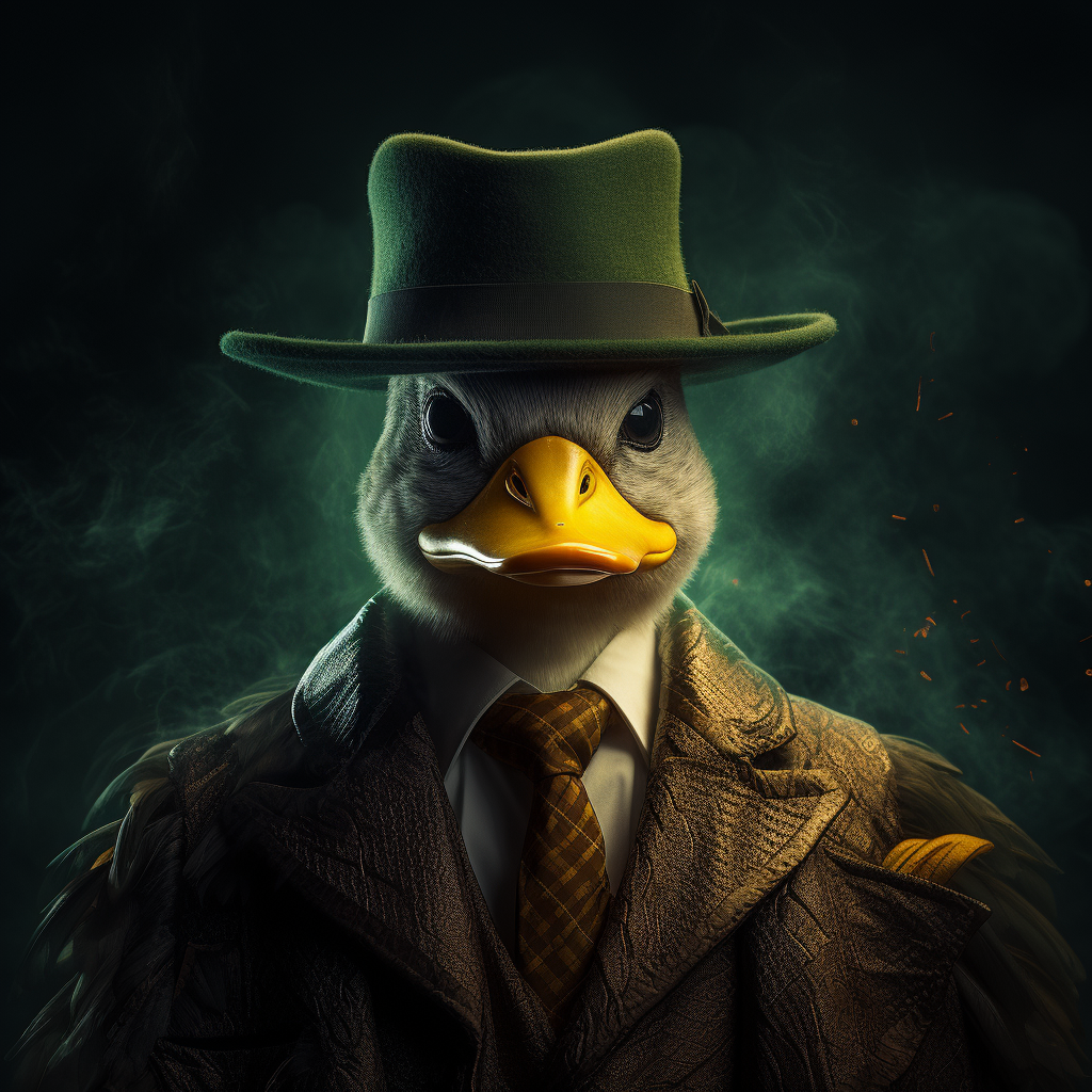 Humanoid duck detective in noir