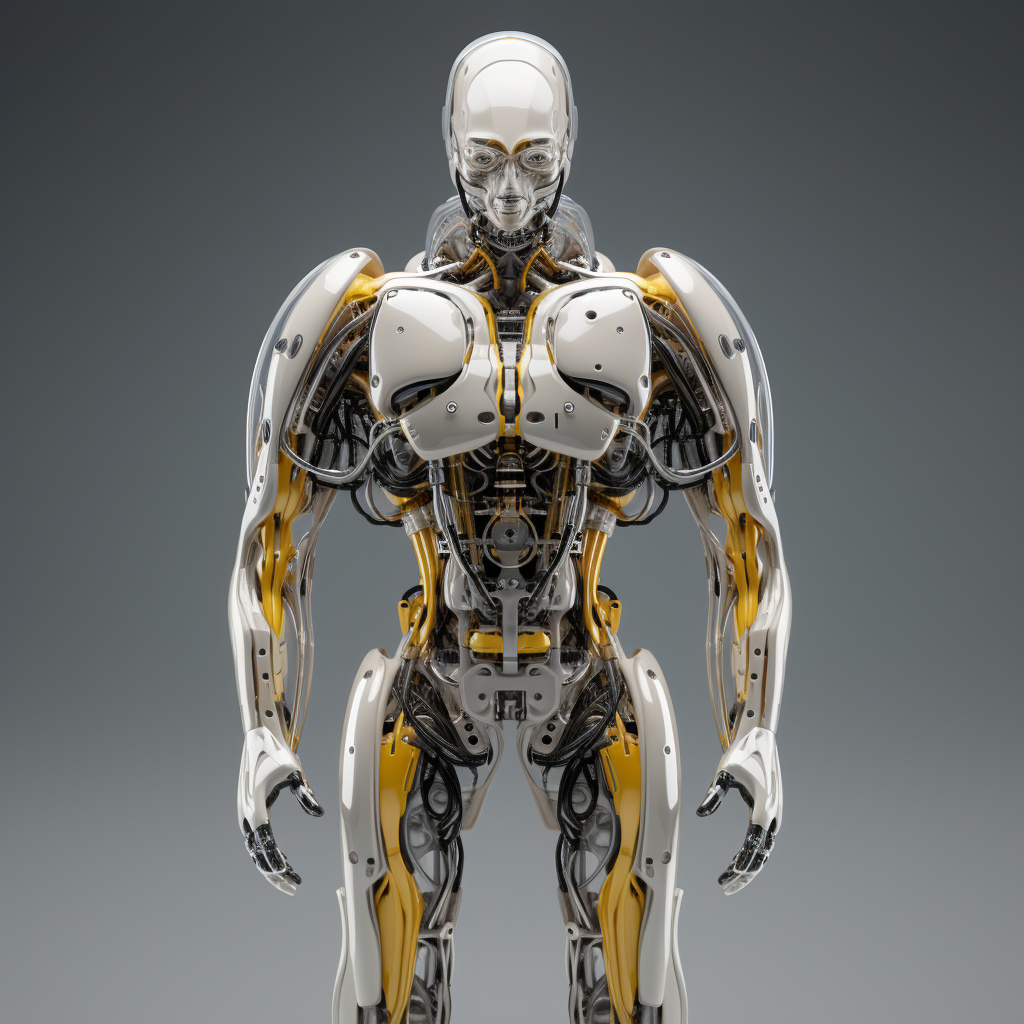 Transparent Organic Muscles Humanoid Robot Front