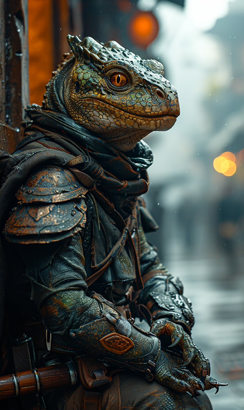 Humanoid-Sized Bullywug Fighter in City Editorial