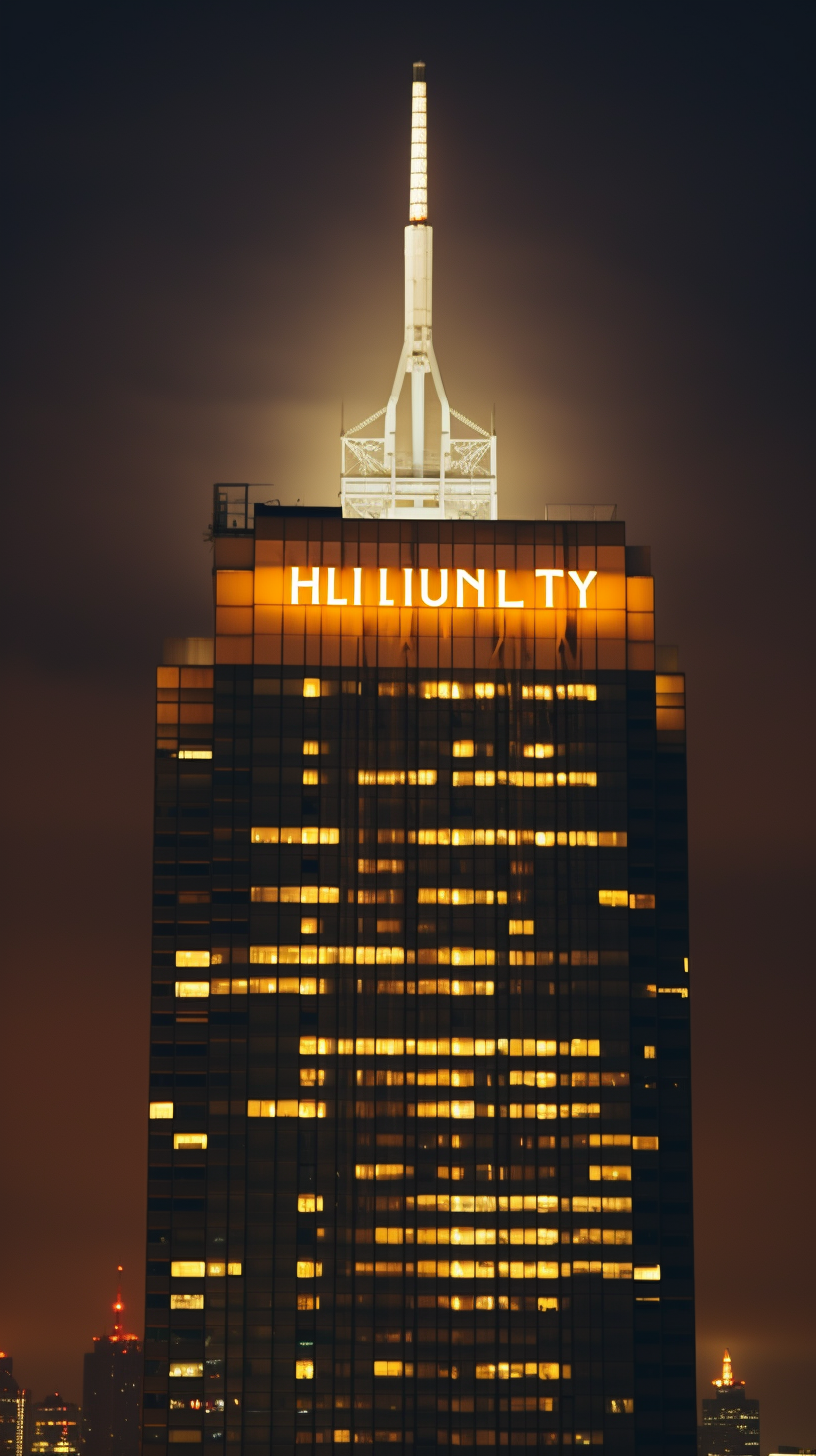 Humility  lights on modern skyscraper