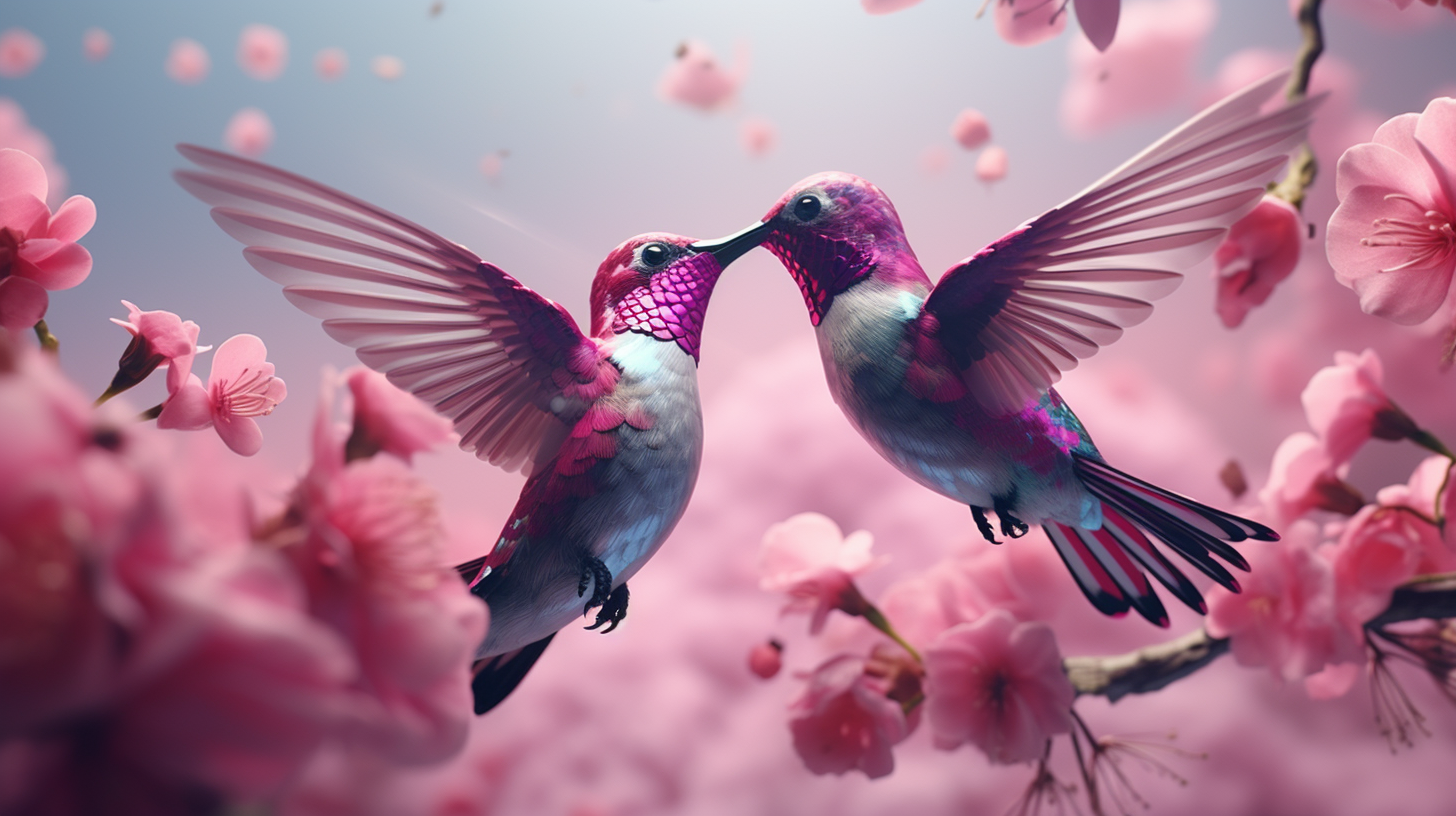 Romantic Humming Birds in Pink Colors