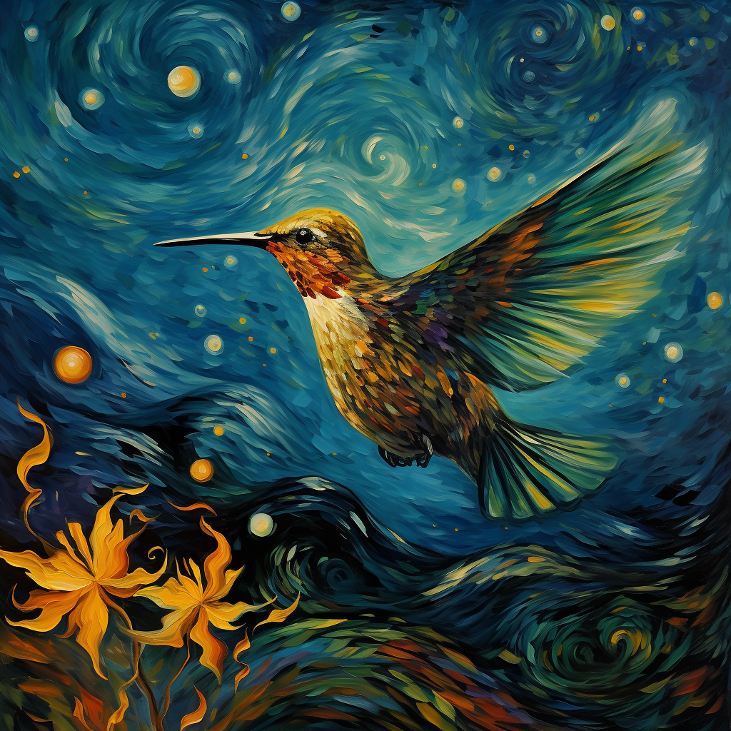 Hummingbird in Van Gogh Style