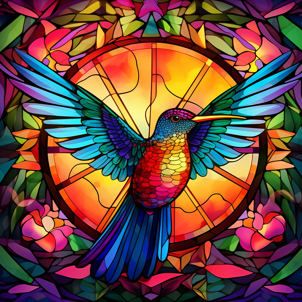 Beautiful hummingbird stained glass art