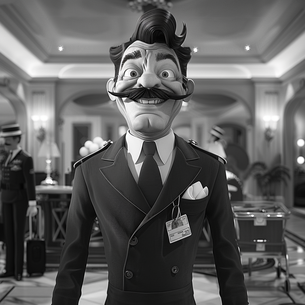 Black and white hotel concierge