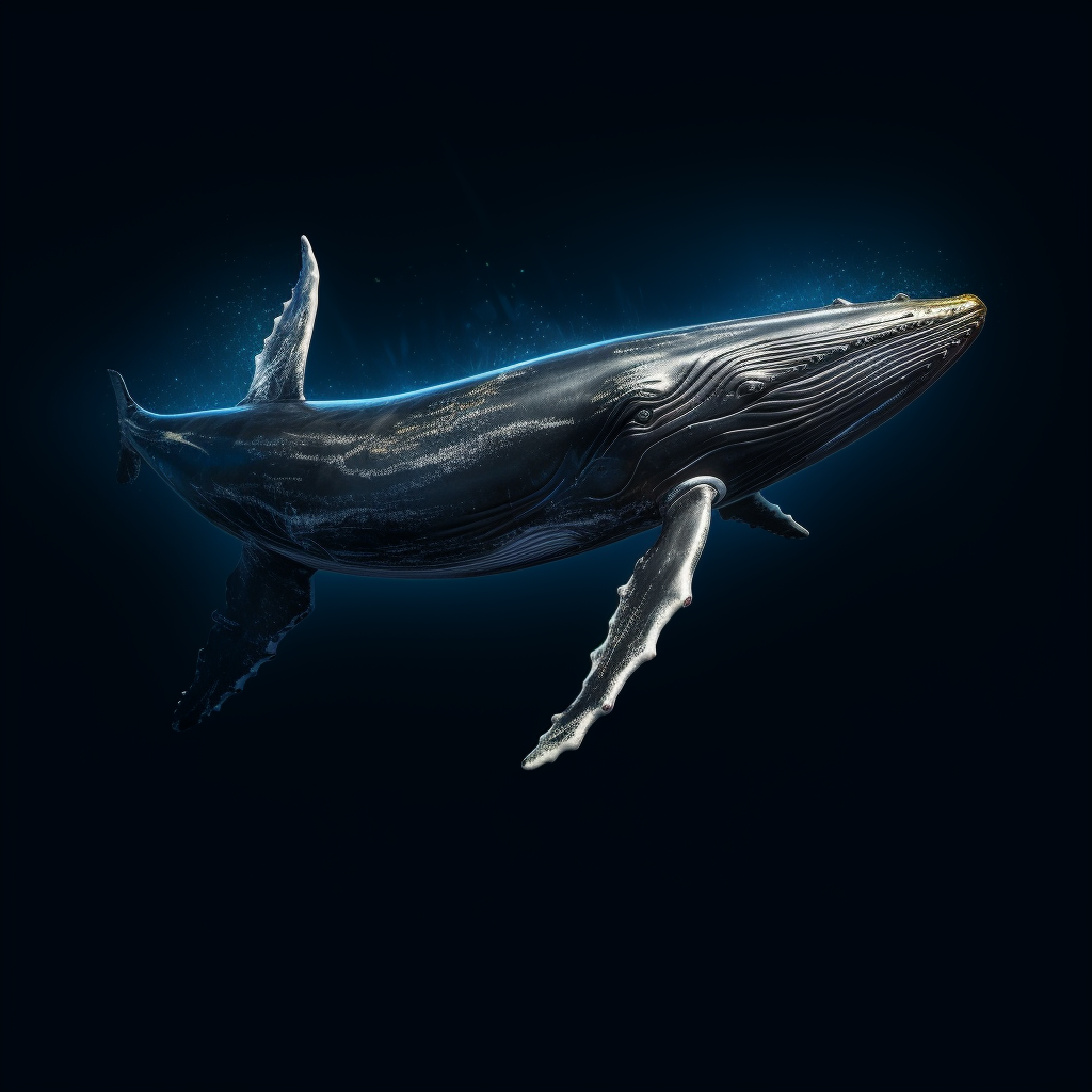 Majestic humpback whale in darkness