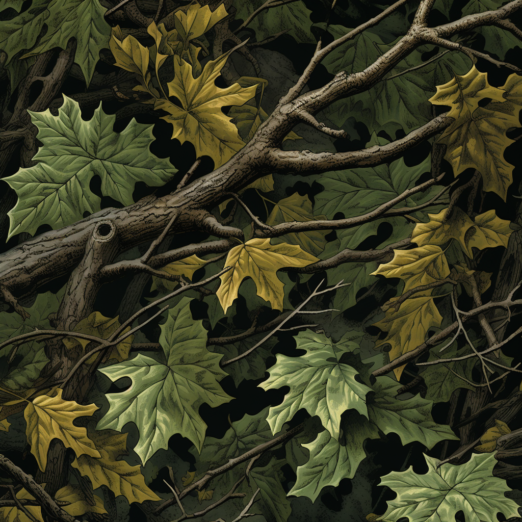 Hunter's Camo Print with Leaves and Branches